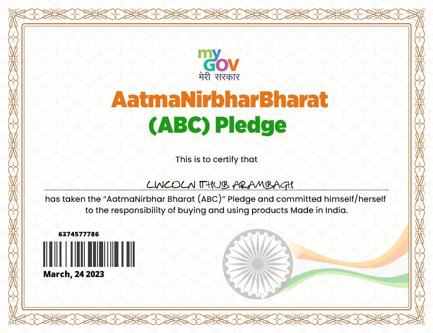 Atma Nirbhar Bharat (ABC) Pledge