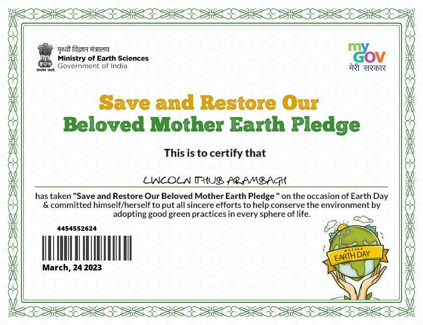 Save and Restore our beloved Mother Earth Pledge